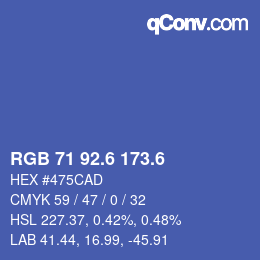 カラーコード: RGB 71 92.6 173.6 | qconv.com
