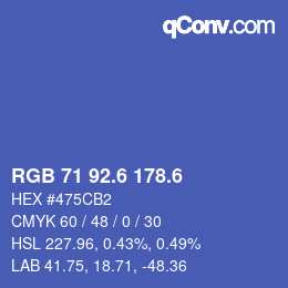 カラーコード: RGB 71 92.6 178.6 | qconv.com