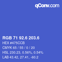 カラーコード: RGB 71 92.6 203.6 | qconv.com