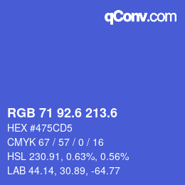カラーコード: RGB 71 92.6 213.6 | qconv.com