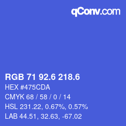 カラーコード: RGB 71 92.6 218.6 | qconv.com