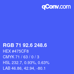 カラーコード: RGB 71 92.6 248.6 | qconv.com