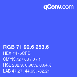 カラーコード: RGB 71 92.6 253.6 | qconv.com