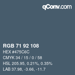 颜色代码: RGB 71 92 108 | qconv.com