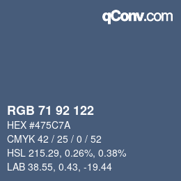 カラーコード: RGB 71 92 122 | qconv.com