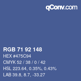 颜色代码: RGB 71 92 148 | qconv.com