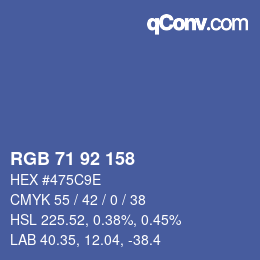 Color code: RGB 71 92 158 | qconv.com