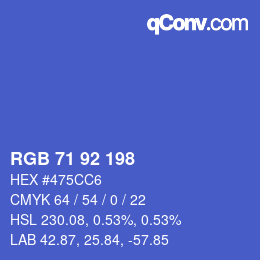 Color code: RGB 71 92 198 | qconv.com