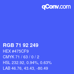 カラーコード: RGB 71 92 249 | qconv.com