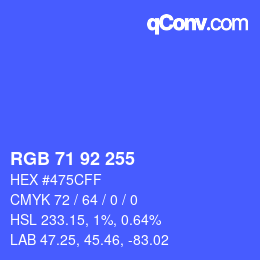 カラーコード: RGB 71 92 255 | qconv.com