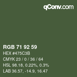 カラーコード: RGB 71 92 59 | qconv.com
