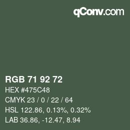 颜色代码: RGB 71 92 72 | qconv.com