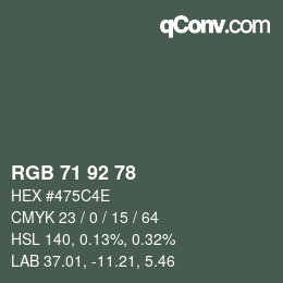 颜色代码: RGB 71 92 78 | qconv.com