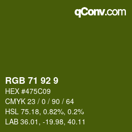 カラーコード: RGB 71 92 9 | qconv.com