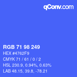 Color code: RGB 71 98 249 | qconv.com