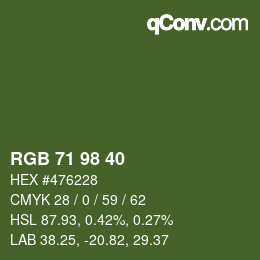 Farbcode: RGB 71 98 40 | qconv.com
