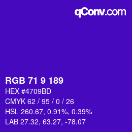 カラーコード: RGB 71 9 189 | qconv.com