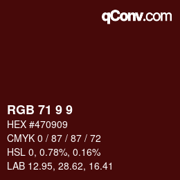 カラーコード: RGB 71 9 9 | qconv.com