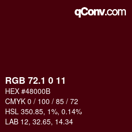 カラーコード: RGB 72.1 0 11 | qconv.com