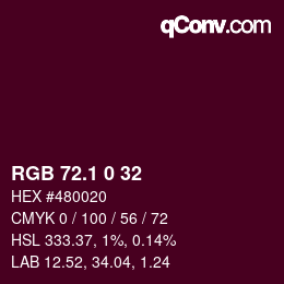 カラーコード: RGB 72.1 0 32 | qconv.com