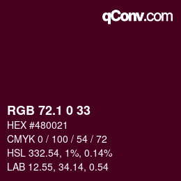 カラーコード: RGB 72.1 0 33 | qconv.com