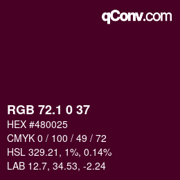 カラーコード: RGB 72.1 0 37 | qconv.com