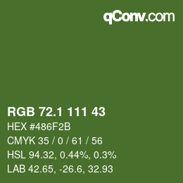 カラーコード: RGB 72.1 111 43 | qconv.com