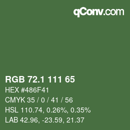 カラーコード: RGB 72.1 111 65 | qconv.com
