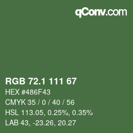 カラーコード: RGB 72.1 111 67 | qconv.com