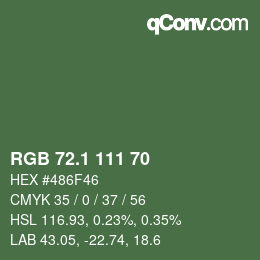 カラーコード: RGB 72.1 111 70 | qconv.com