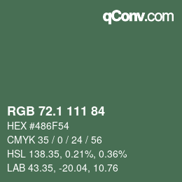 カラーコード: RGB 72.1 111 84 | qconv.com