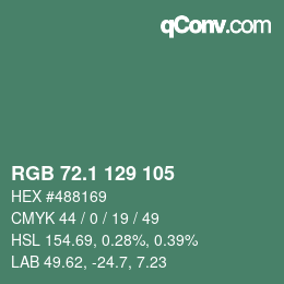 カラーコード: RGB 72.1 129 105 | qconv.com