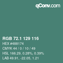 Color code: RGB 72.1 129 116 | qconv.com
