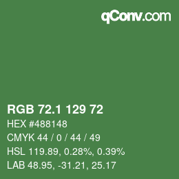 カラーコード: RGB 72.1 129 72 | qconv.com