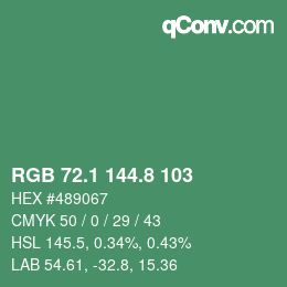 カラーコード: RGB 72.1 144.8 103 | qconv.com