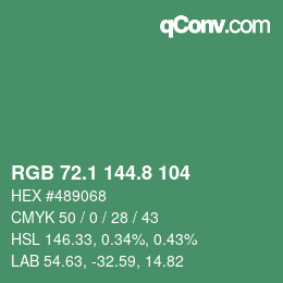 カラーコード: RGB 72.1 144.8 104 | qconv.com