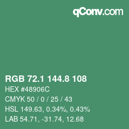 カラーコード: RGB 72.1 144.8 108 | qconv.com