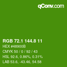 カラーコード: RGB 72.1 144.8 11 | qconv.com