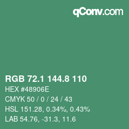 カラーコード: RGB 72.1 144.8 110 | qconv.com