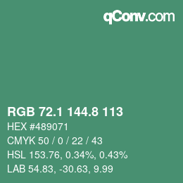 カラーコード: RGB 72.1 144.8 113 | qconv.com