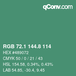 カラーコード: RGB 72.1 144.8 114 | qconv.com