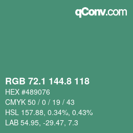 カラーコード: RGB 72.1 144.8 118 | qconv.com