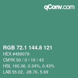 Color code: RGB 72.1 144.8 121 | qconv.com