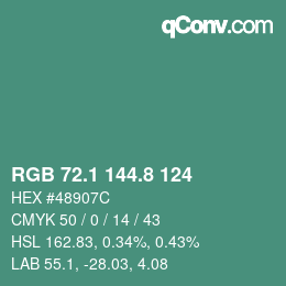 カラーコード: RGB 72.1 144.8 124 | qconv.com