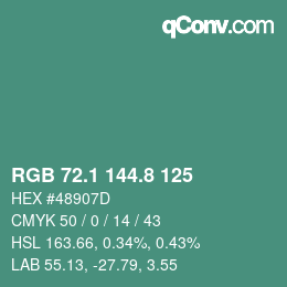 Color code: RGB 72.1 144.8 125 | qconv.com