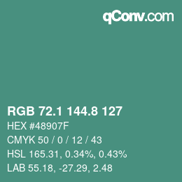 カラーコード: RGB 72.1 144.8 127 | qconv.com