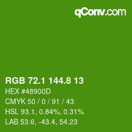 カラーコード: RGB 72.1 144.8 13 | qconv.com