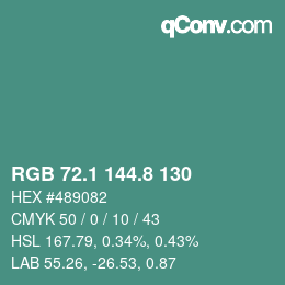 Color code: RGB 72.1 144.8 130 | qconv.com