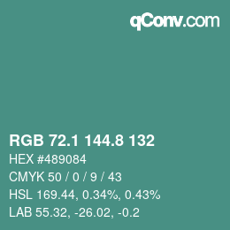 カラーコード: RGB 72.1 144.8 132 | qconv.com