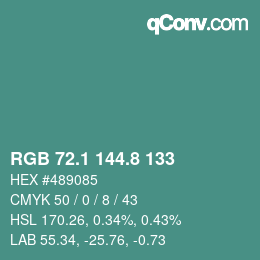 カラーコード: RGB 72.1 144.8 133 | qconv.com